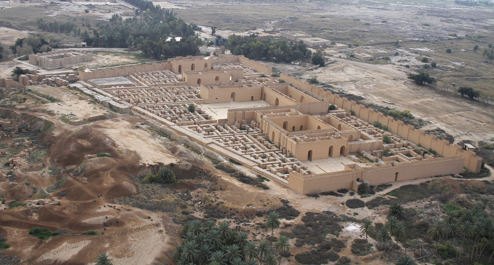 The reconstructed South Palace in the ancient city of Babylon as seen from above.