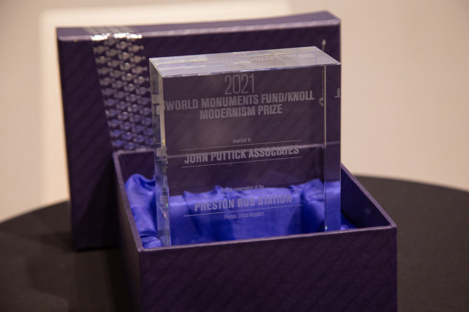 Close-up view of the award presented during the ceremony.