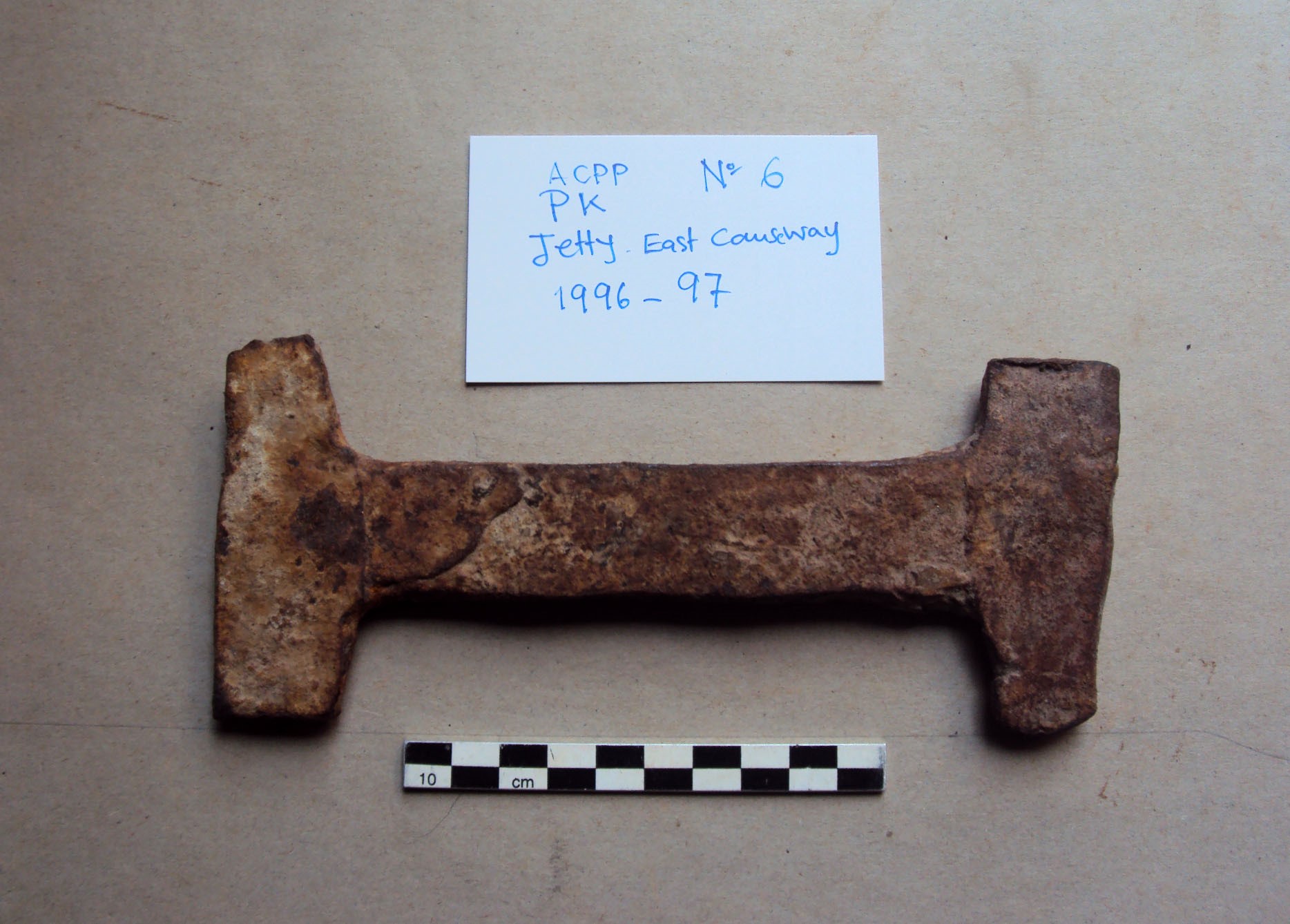 Example of one of the clamps recovered at the Jetty. 
