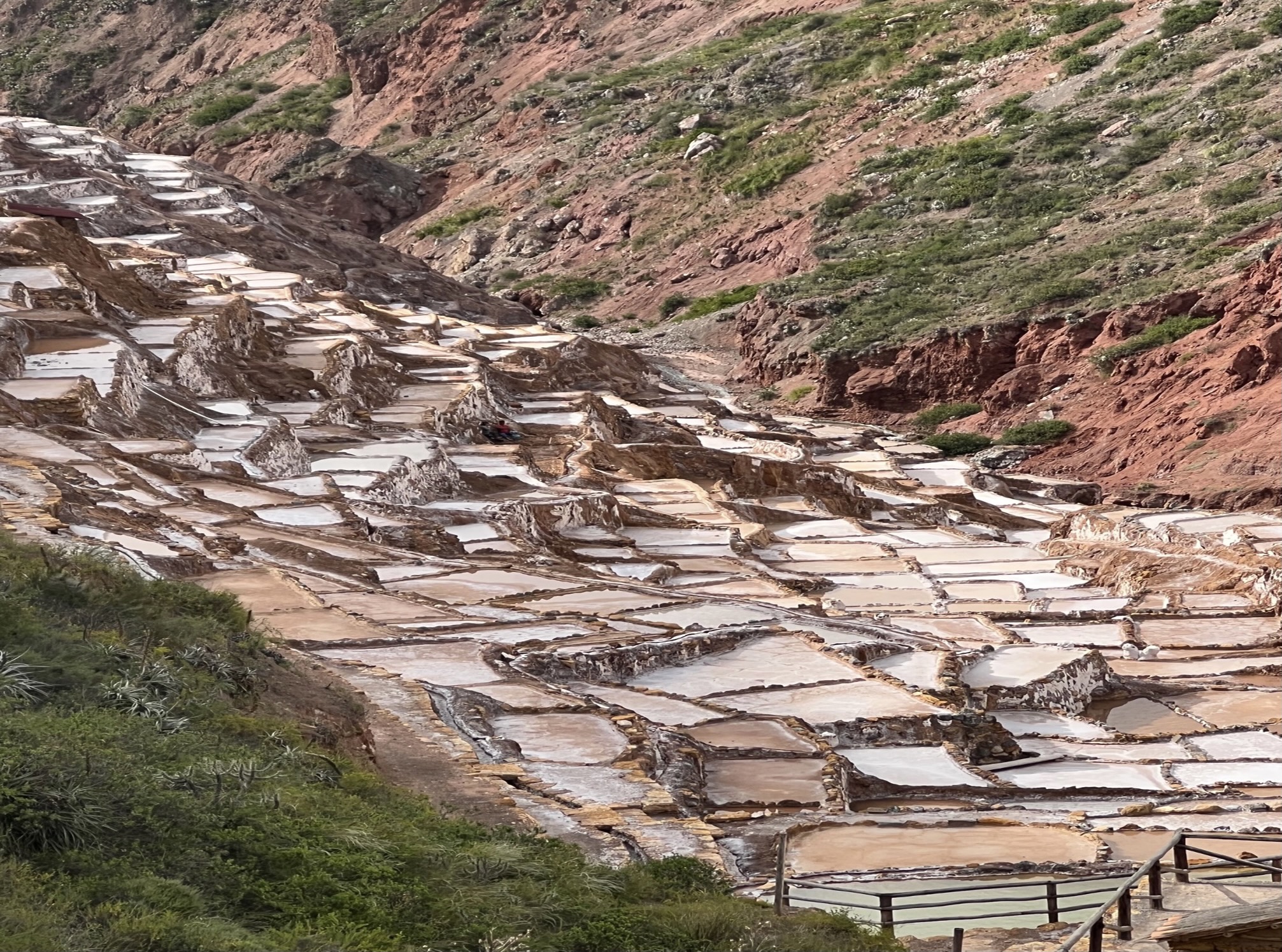 View of the Salinas de Maras at the Sacred Valley of the Incas.