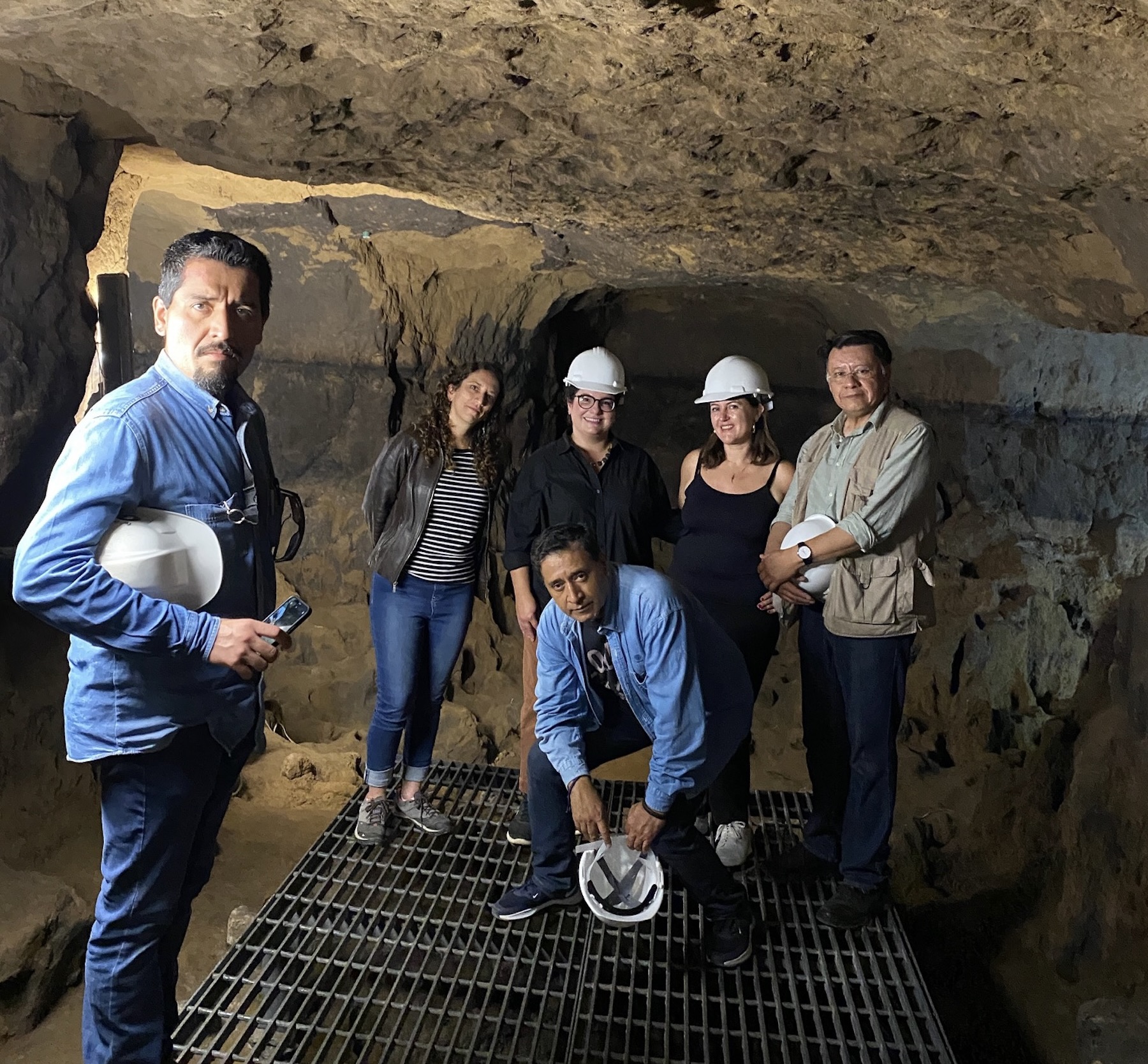 Visit of the recently uncovered tunnel underneath the Temple of Quetzalcóatl at Teotihuacan.