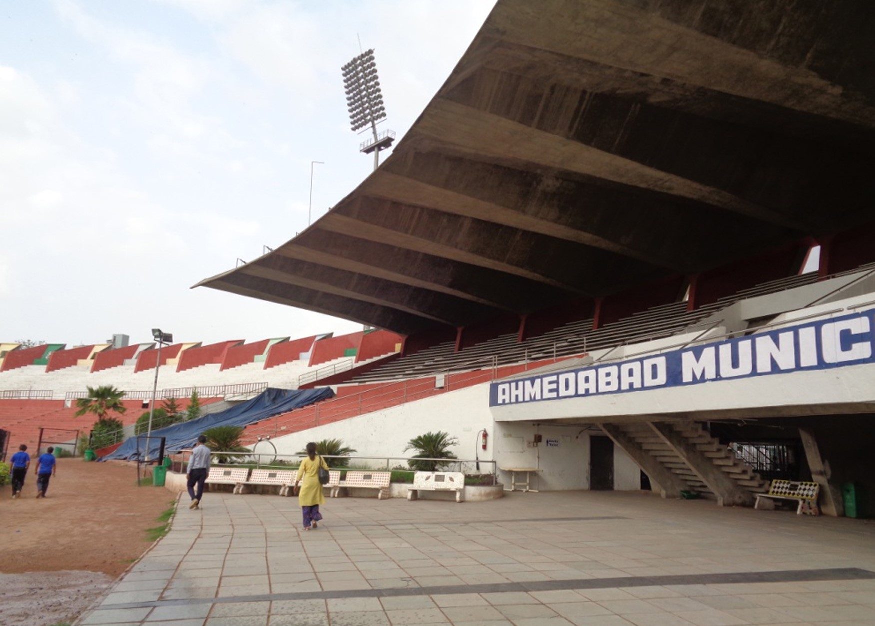 View of cantilevering at Sardar Vallabhbhai Patel Stadium, India. 