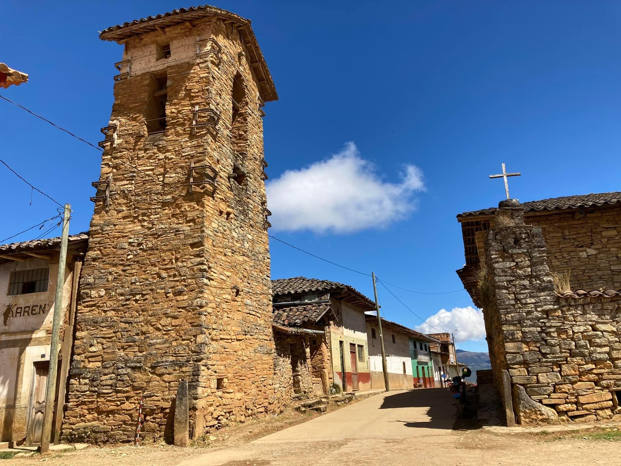 La Jalca Grande church tower before the earthquake in Peru