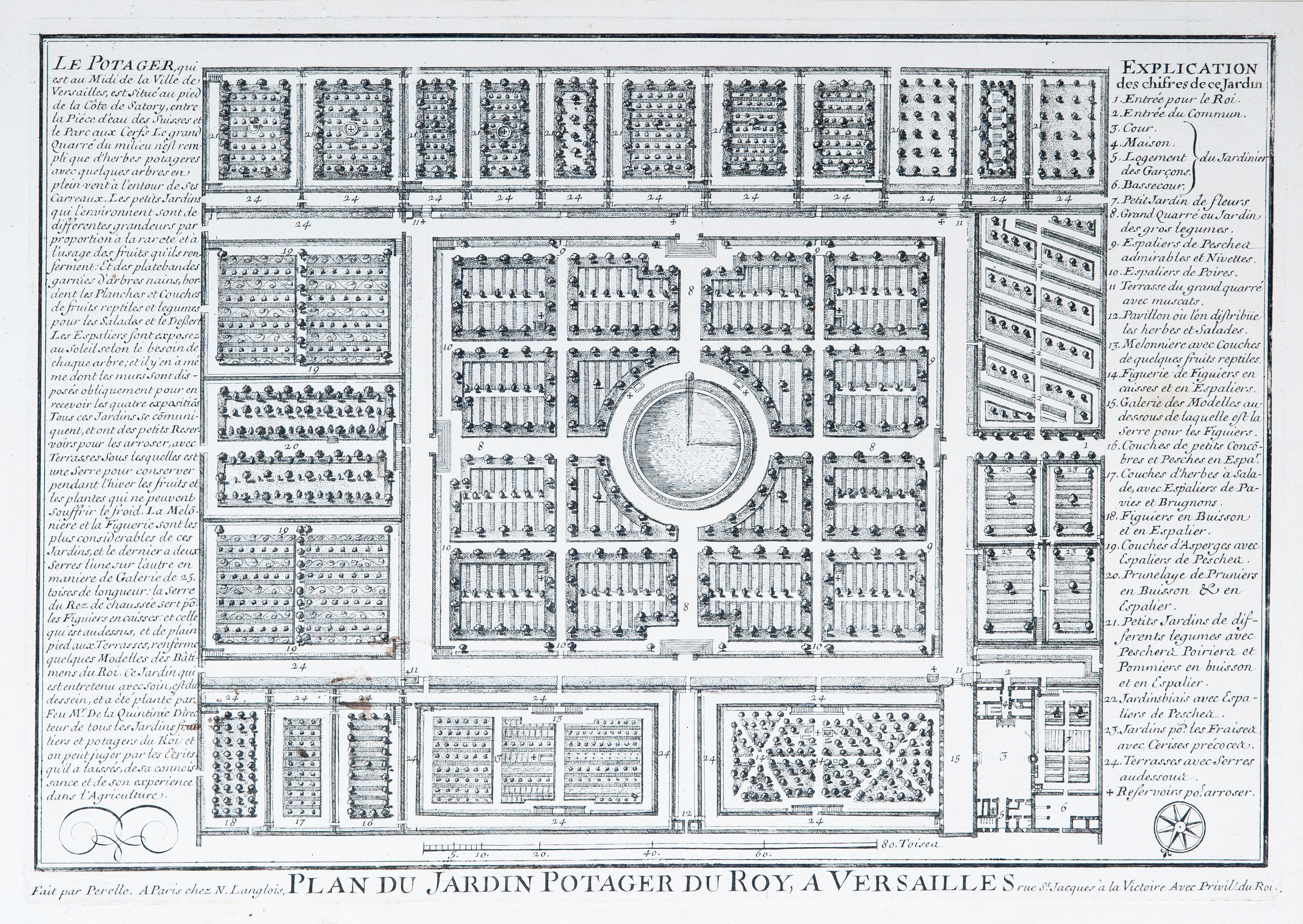 A historic plan of the seventeenth-century garden.