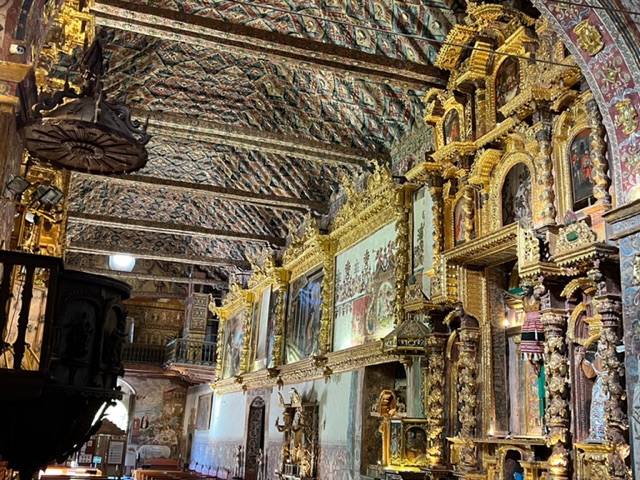 View of the San Pedro Apóstol de Andahuaylillas Church, known as the Sistine Chapel of the Andes.