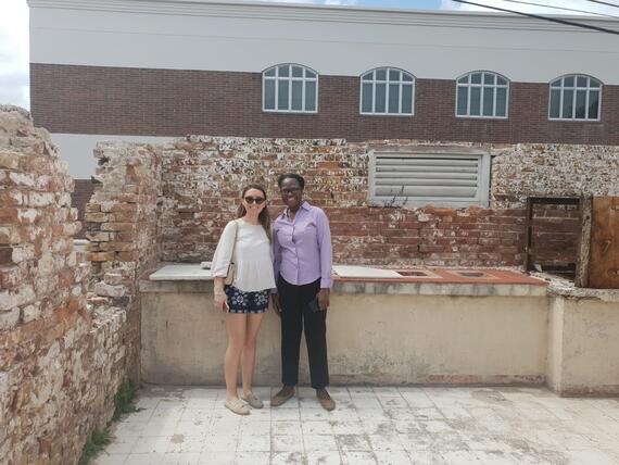 The author with Anne Jonas, Assistant to the Governor General, in the former servants’ quarters in the grounds.