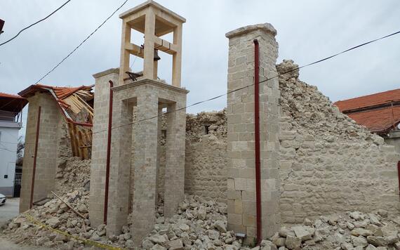 Altinozu church in Hatay, Turkiye, after 2023 earthquake.