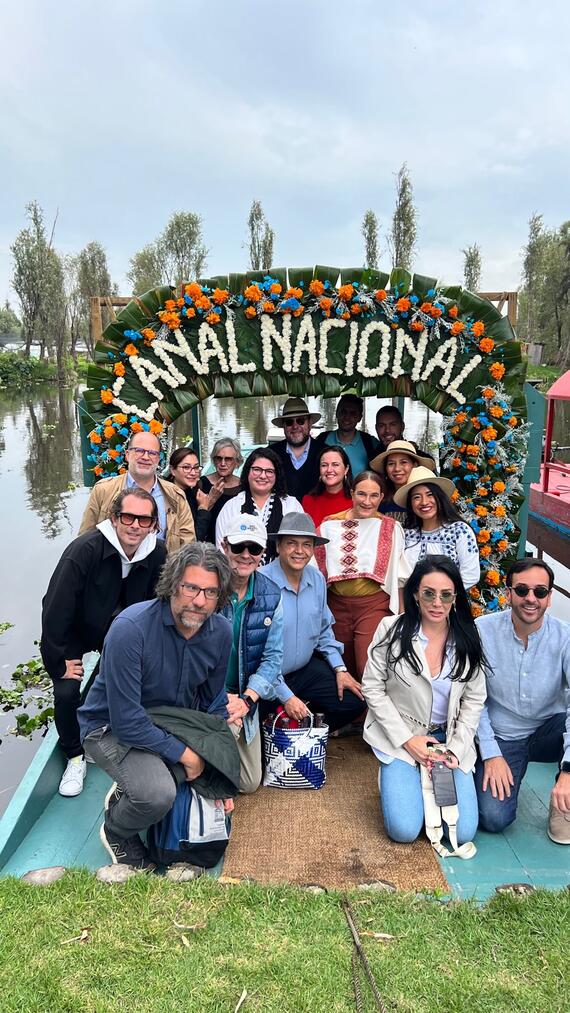 Experience at Arca Tierra in Xochimilco, part of a Canal Nacional project completion event. Guests included members of UNESCO Mexico, Mexico Territorio Creativo, Grupo Salinas, other art professionals, and Maria Reyna, a Oaxacan opera singer who performed during Watch Day.