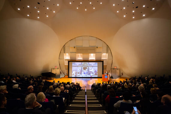 A view of the Paul Mellon Lecture at Rockefeller University. 