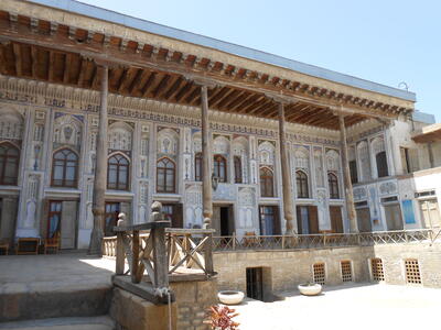 The interior courtyard of a traditional Bukharian house, 2013.