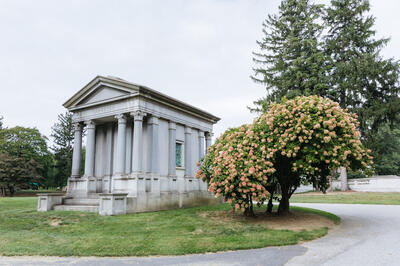 View of a Mausoleum at Woodlawn Cemetery 