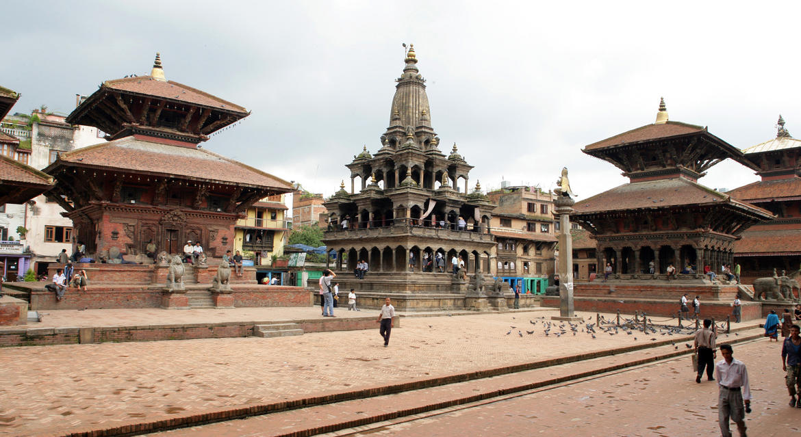 Patan Darbar Square, with Char Narayan Temple to the left. Photo KVPT. 