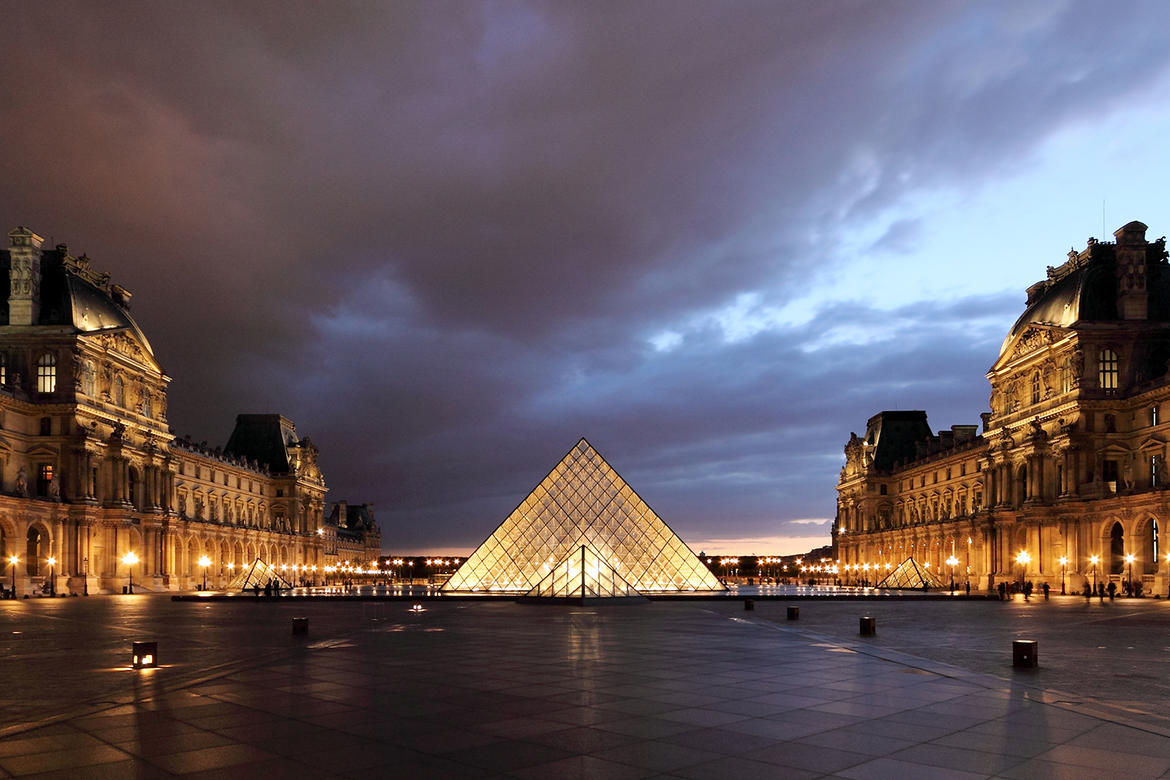 I.M. Pei’s pyramid at the Louvre Museum, Paris (1989)