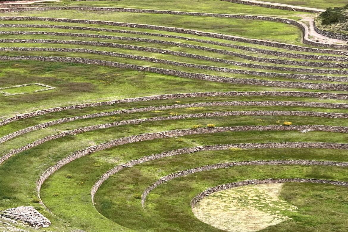 View of the Moray archaeological site in the Sacred Valley of the Incas.