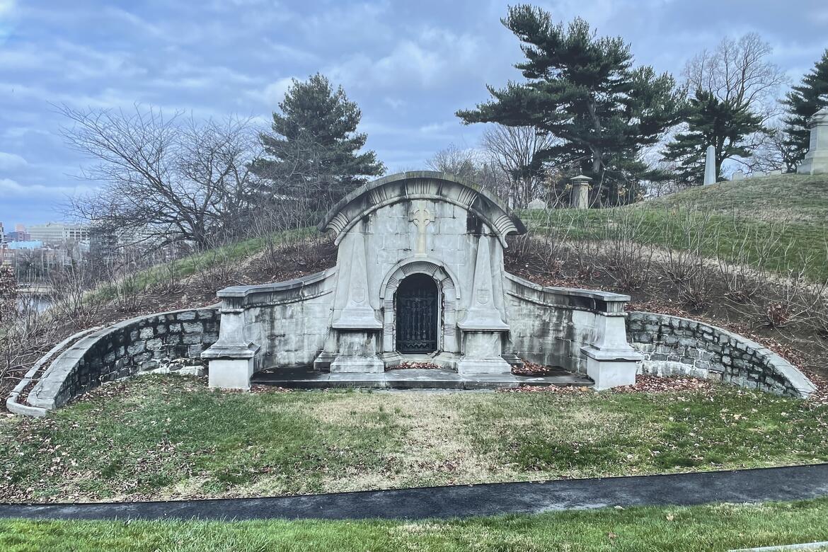 The Delafield Vault at Green-Wood Cemetery before restoration- 2023