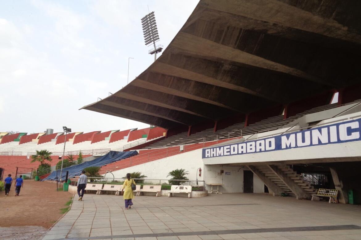 View of cantilevering at Sardar Vallabhbhai Patel Stadium, India. 