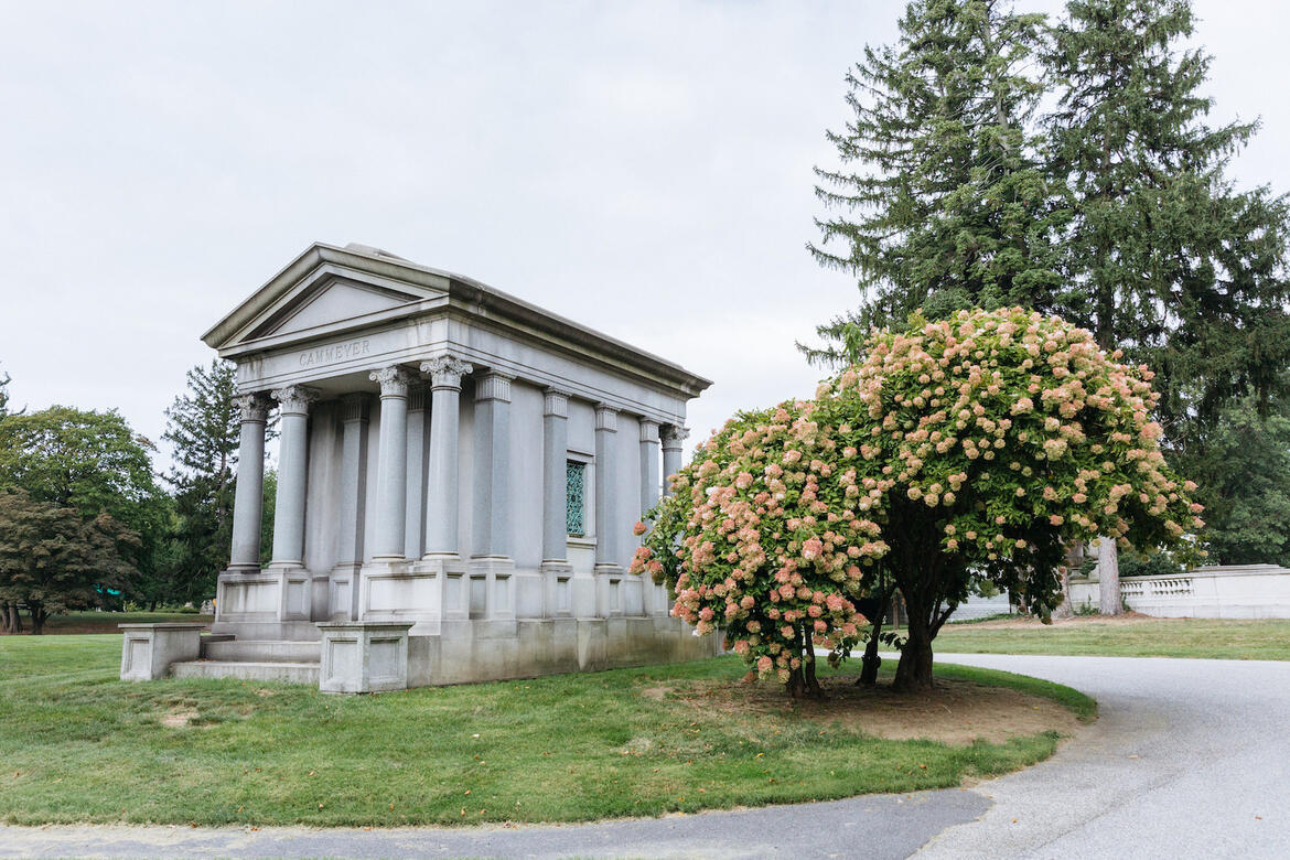 View of a Mausoleum at Woodlawn Cemetery 
