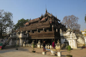 Exterior of Shwe-nandaw Monastery in Mandalay, Myanmar.