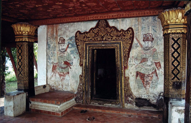 Traditional interior decorations survive in Long Khoun temple, 2005