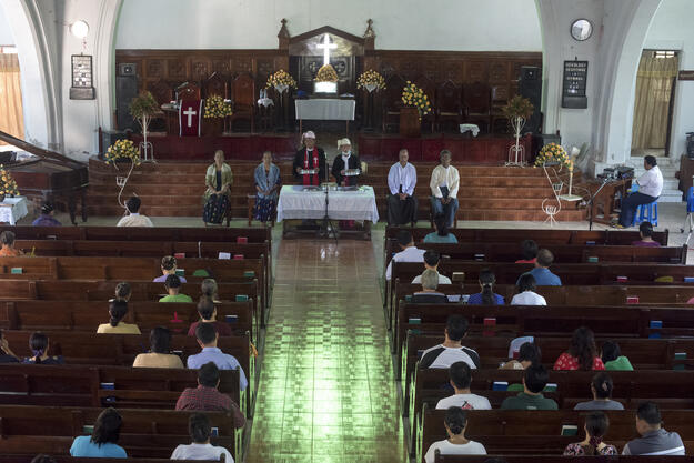 The congregation celebrating mass in 2016. Photo: Tim Webster.