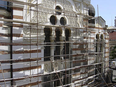 Exterior with scaffolding, 2004