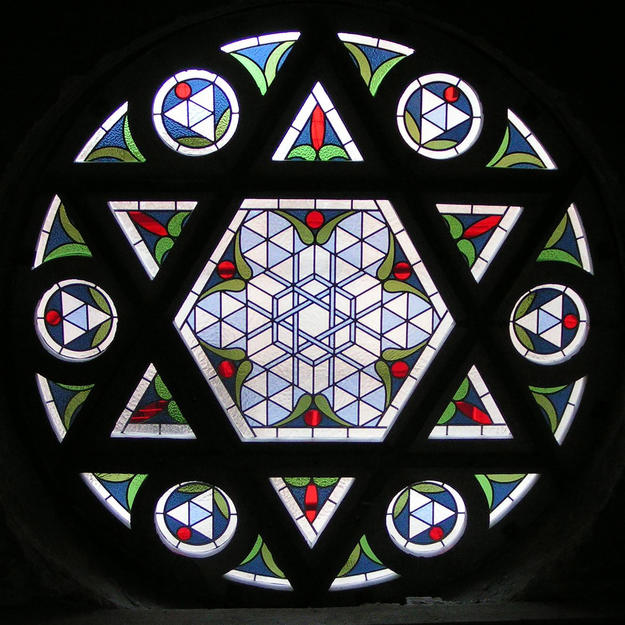 View from the interior through the stained glass window, 2004