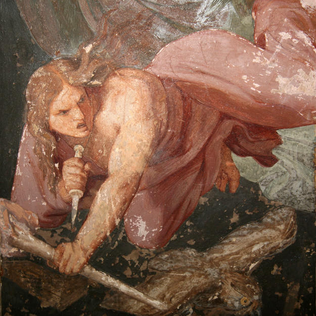 Painting detail, before conservation, 2011