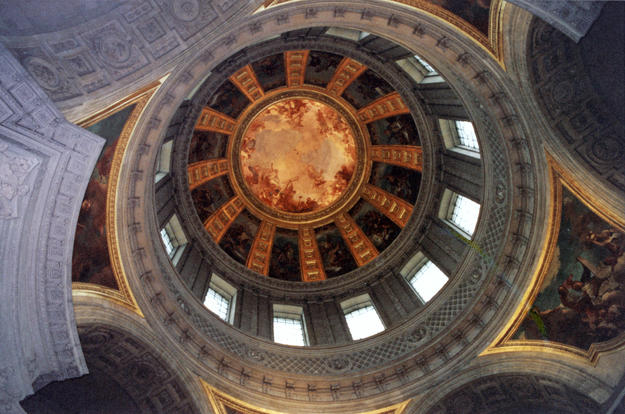 Interior of the dome with coffering radiating from the central fresco, 1994