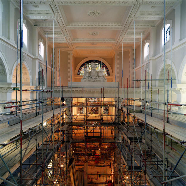 The nave looking east with scaffolding partly dismantled, 2004