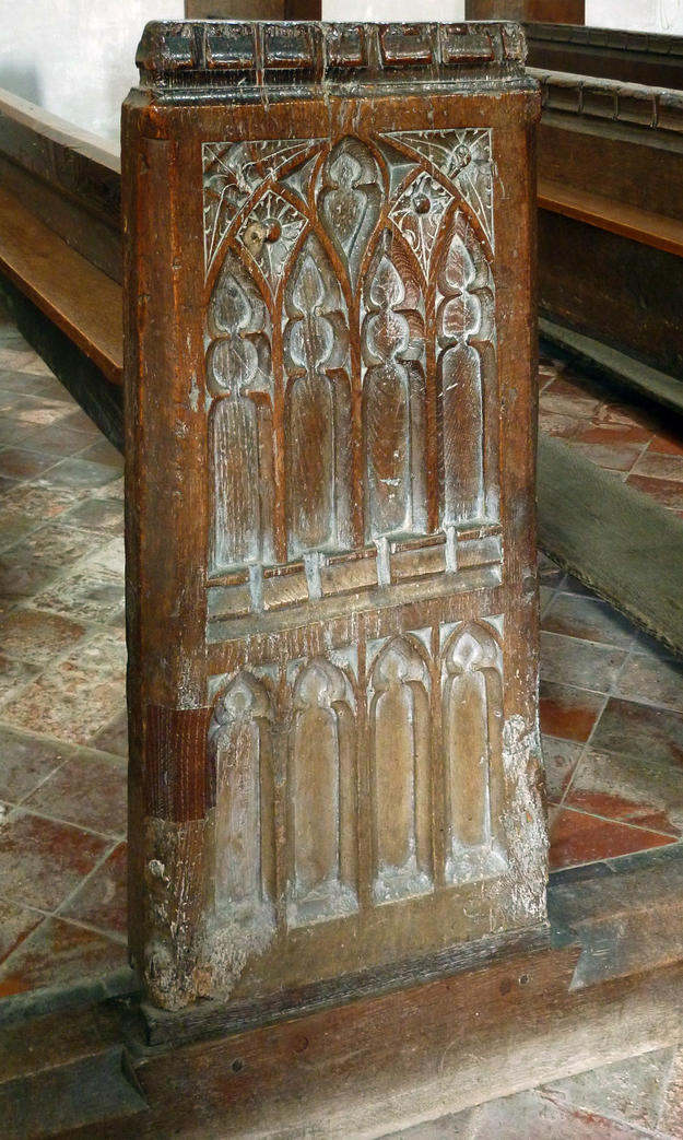 Detail of a medieval pew , 2011