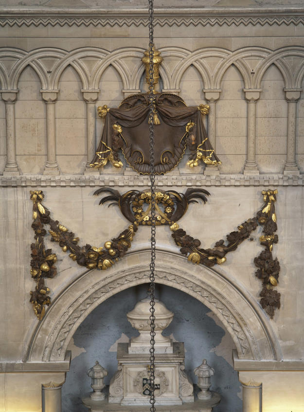 Carving from the seventeenth-century High Altar canopy after conservation, 2011
