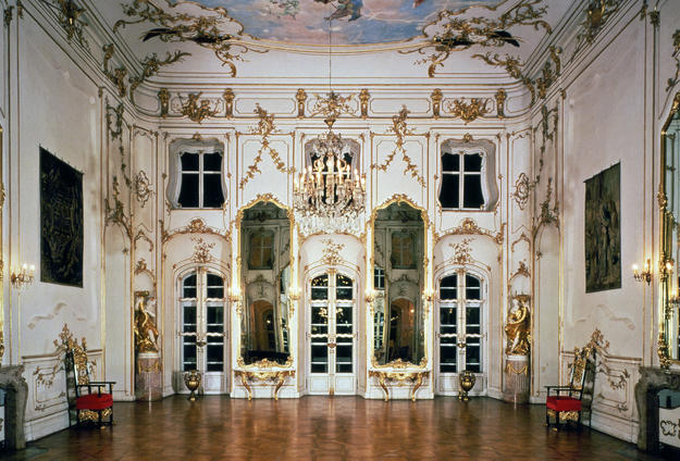 Music room with ceiling frescos from the mid-18th century , 1994