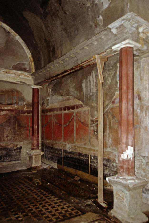 Interior of the House of the Silver Wedding Anniversary during conservation, 1998