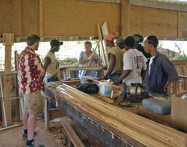 A workshop on site about making historic moldings, 2003