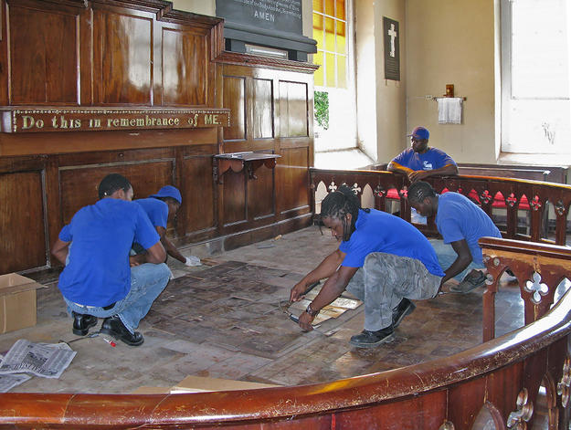 St. Peter's Anglican Church altar during conservation , 2010