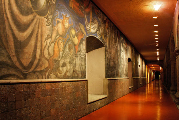 View of a first floor corridor in the Antiguo Colegio de San Ildefonso, 2010