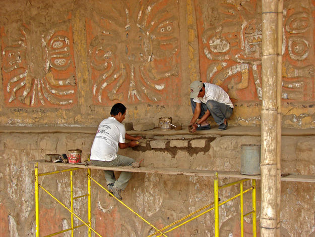 Conservators preserve polychrome friezes , 2010
