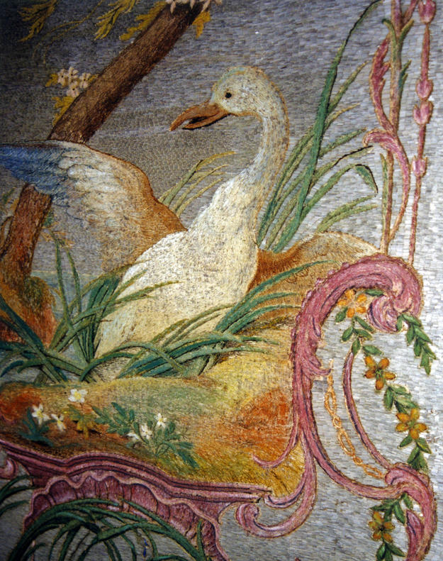 Detail of one of the glass bead tapestries, 2002
