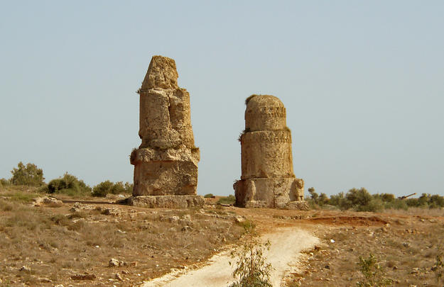 Two funerary monuments with a path leading towards them, 2004
