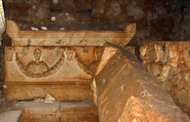 A carved Roman-Byzantine stone sarcophagi , 2003