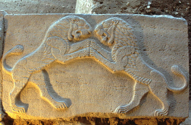 Relief of two two lions leaping upon each other, 2004