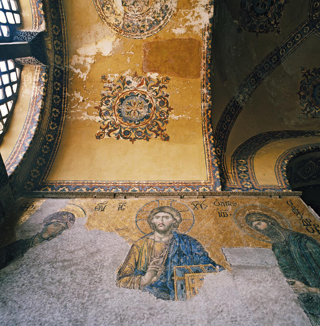 Curving walls with religious iconography, 1999
