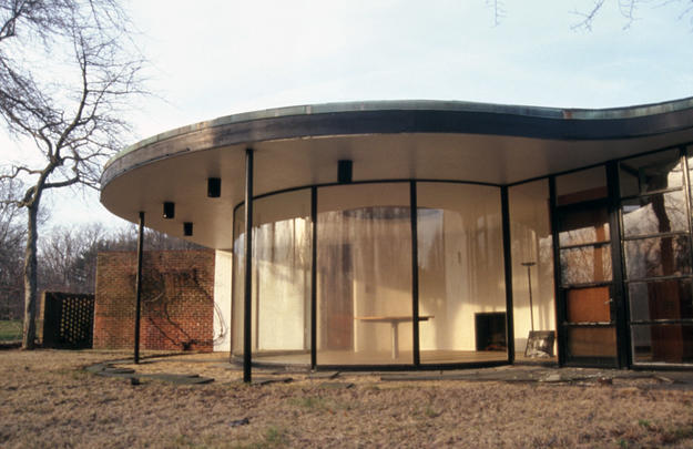 The circular glassed-in dining room after conservation, 2002