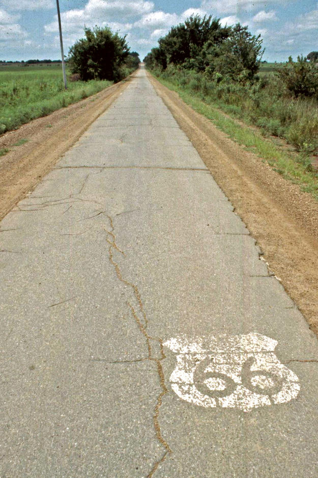 Route 66 roadbed near Miami, Oklahoma , 2001
