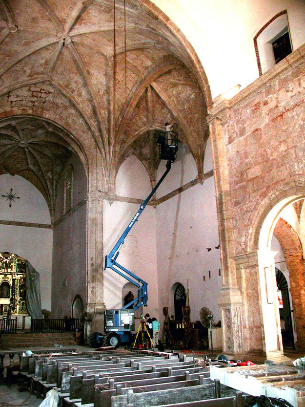 Structural inspection inside the church, 2002