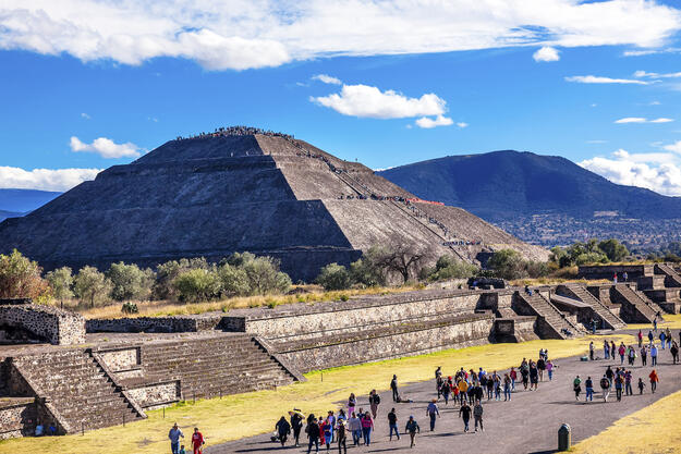 Avenue of Dead and Sun Pyramid. Temple of Sun. Teotihuacan, Mexico City