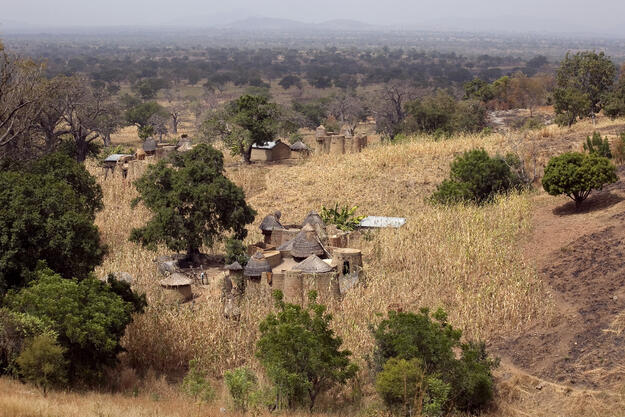 Batammariba villages are characterized by tall tower houses of earthen construction, known as Takienta, 2016. Photo credit: Damien Halleux Radermecker.