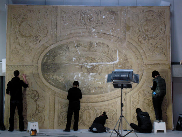 Mural during conservation, 2014