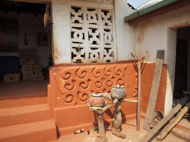 Shrine outside of a traditional building, 2014.