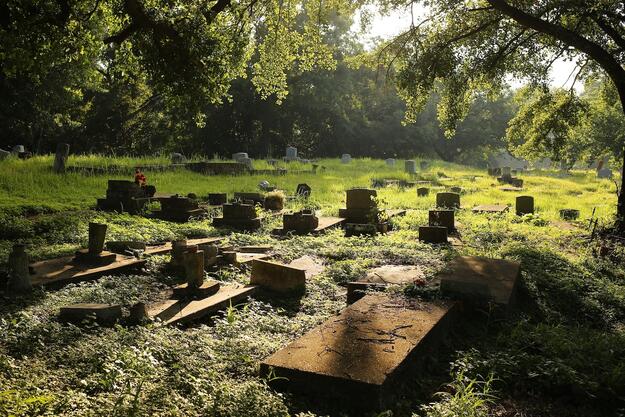 The Old Plateau Cemetery, known as the Africatown Graveyard, is the final resting place of enslaved Africans, African-Americans, and a Buffalo Soldier, 2019. Photo credit: Mike Kittrell.